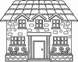House Building Isolated Coloring Page For Kids Hand Drawn  sketch template