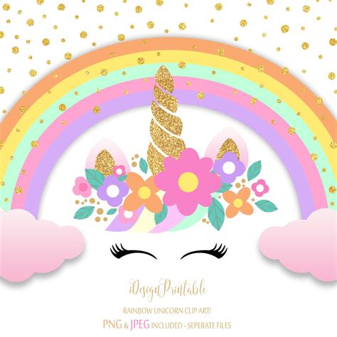 Gold Glitter Unicorn Clip Art Rainbow Clip Art Unicorn Party - Etsy