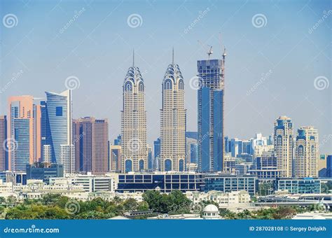 Aerial View of Dubai from Palm Jumeirah Island, United Arab Emirates. Panorama Stock Photo ...