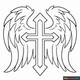 Cross With Wings Coloring Page  Easy Drawing Guides sketch template