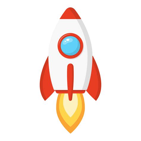 Rocket ship in a cartoon style isolated on white background. Space rocket launch. Project start ...