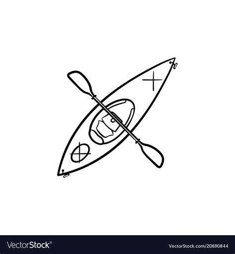 Kayak with paddle hand drawn sketch icon Vector Image