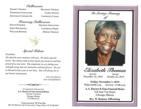 Elizabeth Thomas Obituary | AA Rayner and Sons Funeral Home