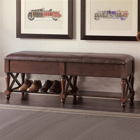 Brown Leather Storage Bench | Gump's