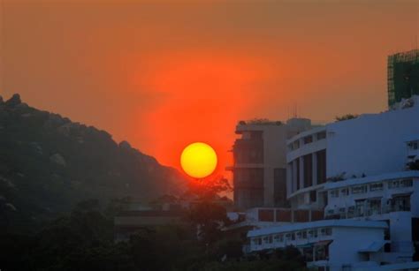 Sunset Over Hills And Hotels Free Stock Photo - Public Domain Pictures