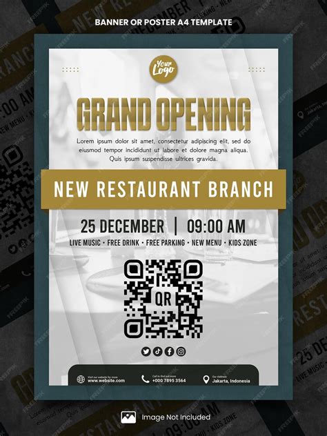 Premium PSD | Grand opening new restaurant poster a4 or banner template