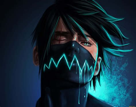 Download Neon Green Mask Handsome Boy Cartoon Wallpaper | Wallpapers.com