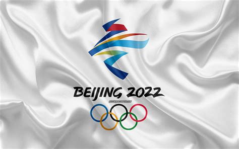 Download wallpapers 2022 Winter Olympics, logo, 4k, silk flag, Beijing ...