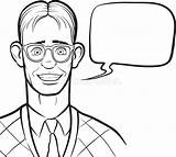 Whiteboard Drawing  Cartoon Smiling Nerd With Speech Bubble Stock sketch template
