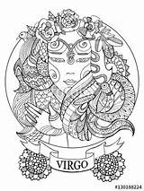 Virgo Zodiac Sign coloring page For Adults  Fotolia 130188224 Mandala sketch template