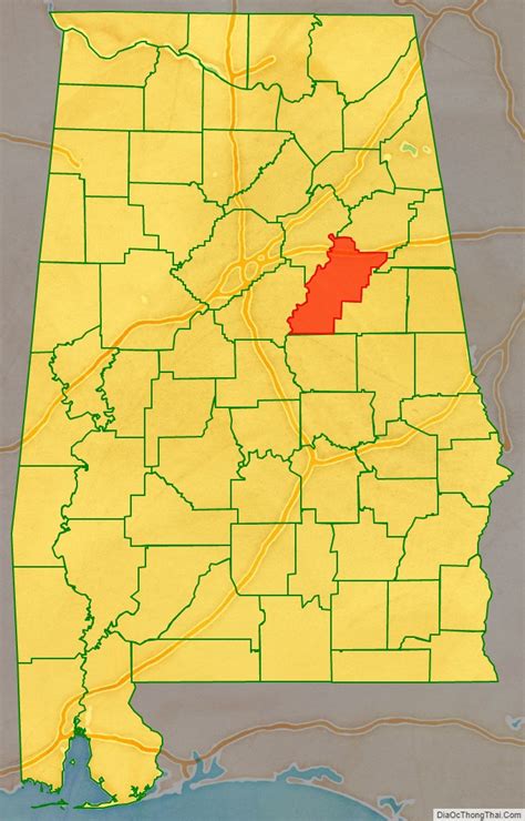 Map of Talladega County, Alabama - Thong Thai Real