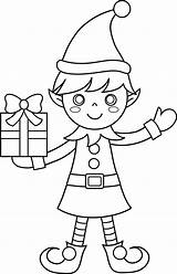Christmas Elf Coloring Outline Sketch Page sketch template