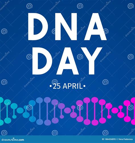 DNA Day Typography Poster. Neon Helix of Human DNA Molecule. Science ...