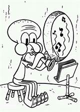 Squidward Blowing Clarinet With Jellyfish Coloring Pa  Vrogueco sketch template