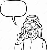 Whiteboard Drawing  Smiling Arab Man Pointing With Finger Stock Vector sketch template