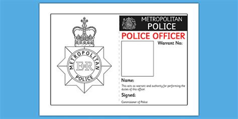 Police Identity Badge Role Play Template | People who help us, Police, Police activities