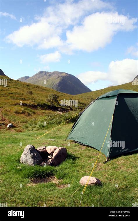 Tent Wild Camping in Scottish Highlands in Scotland in Glen Etive Stock Photo - Alamy