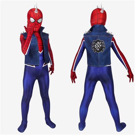 Spider-Punk Costume Cosplay Suit Kids Hobart Brown Spider-Man PS4 Unibuy