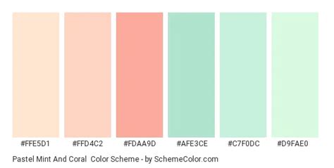 Color scheme palette image | Coral color schemes, Coral colour palette, Pastel mint