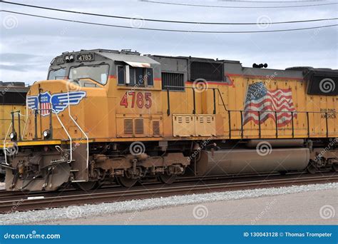 Yellow Union Pacific Train Locomotive Editorial Photo | CartoonDealer ...