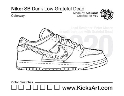 Nike SB Dunk Low Sneaker Coloring Pages - Created by KicksArt | Nike ...