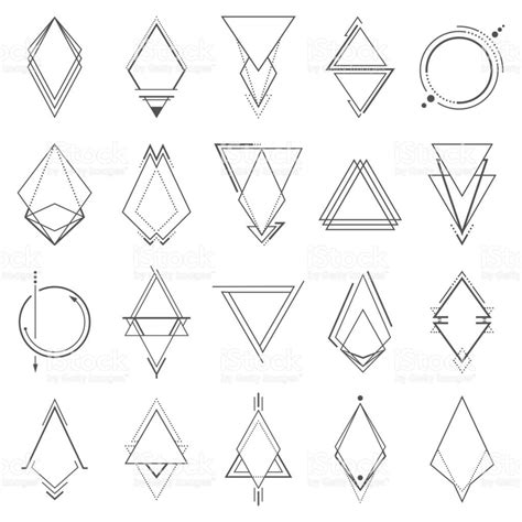 Set of minimalistic geometric elements. Geometry symbols collection.... | Geometric symbols ...