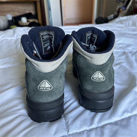 Vintage Nike ACG Hiking Boots Green & Grey Lace... - Depop