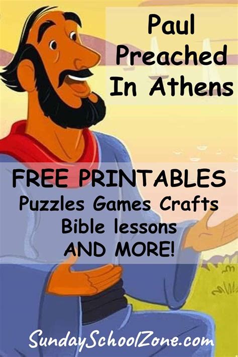 Free Paul Preached In Athens Bible Activities on Sunday School Zone