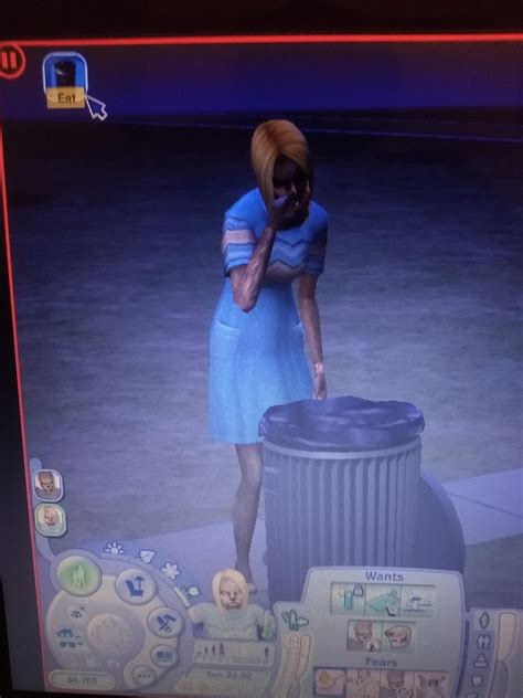 A Werewolf autonomously eating garbage from a trash can : r/sims2