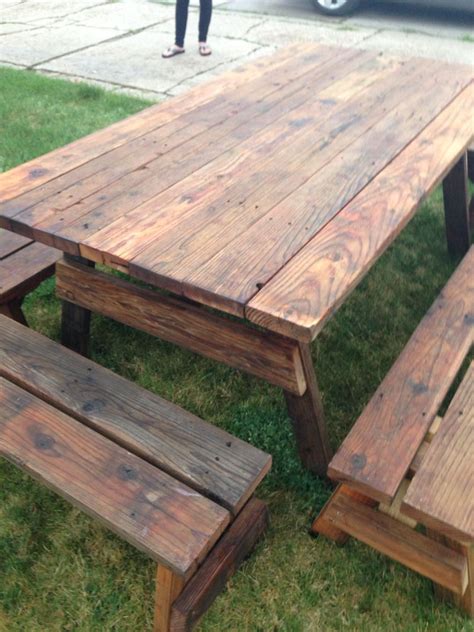 Reclaimed barn wood pic nic table | Outdoor picnic tables, Wooden picnic tables, Outdoor kitchen ...