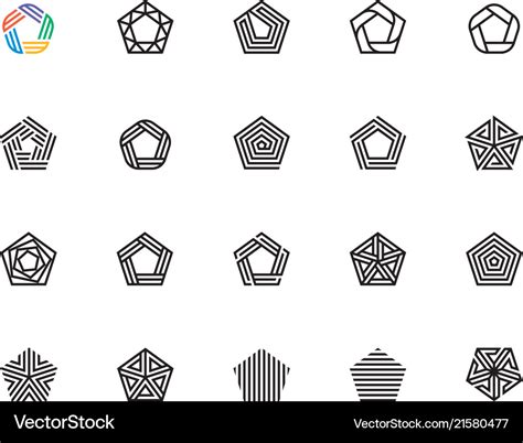 Pentagon icons Royalty Free Vector Image - VectorStock