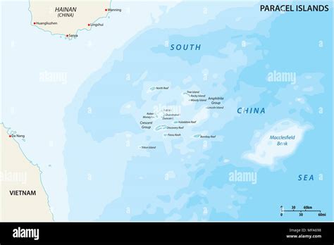 Map of the Paracel Islands controlled by China in the South China Sea ...