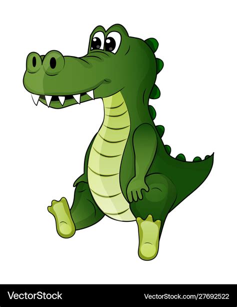 Friendly cute cartoon green alligator funny wild Vector Image