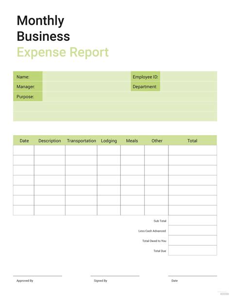 Free Business Expense Report Template in Microsoft Word, Microsoft ...