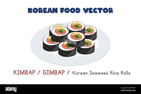 Korean Gimbap or Kimbap - Seaweed Rice Rolls vector design illustration, clipart cartoon style ...