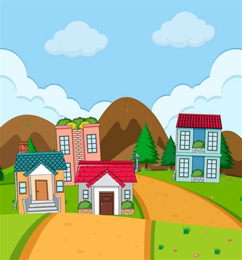 Rural house village in nature 361572 Vector Art at Vecteezy