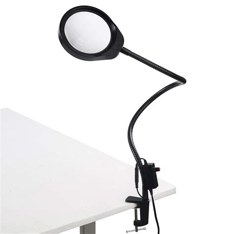 ENJOHOS 10X Magnifying Lamp with Metal Clamp Desktop Illuminating Magnifying Glass with 48 LED ...
