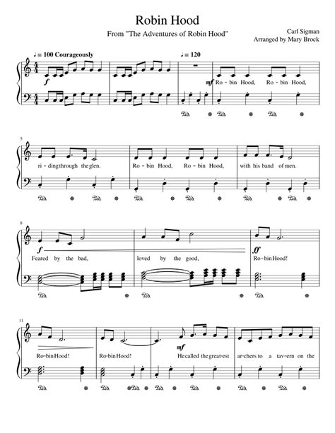 Robin Hood from "The Adventures of Robin Hood" Sheet music for Piano (Solo) | Musescore.com