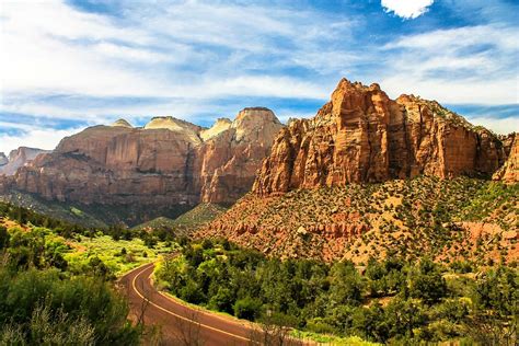 camino, rodeado, bosque, líder, formacion de roca, Sión, montañas, Utah | Piqsels