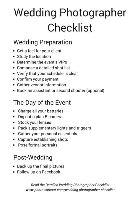 Wedding Photographers Checklist (Includes Free Download)