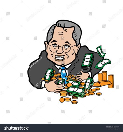 Man Greedy Money Cartoon Vector Stock Vector (Royalty Free) 264393014 ...