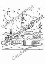 Masjid Islamic Coloring Page For Kids Mosque Moschee  Etsy sketch template