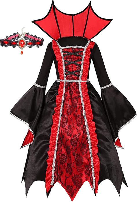 SKCAIHT Vampire Costume for Girls Halloween Gothic Victorian Vampire ...