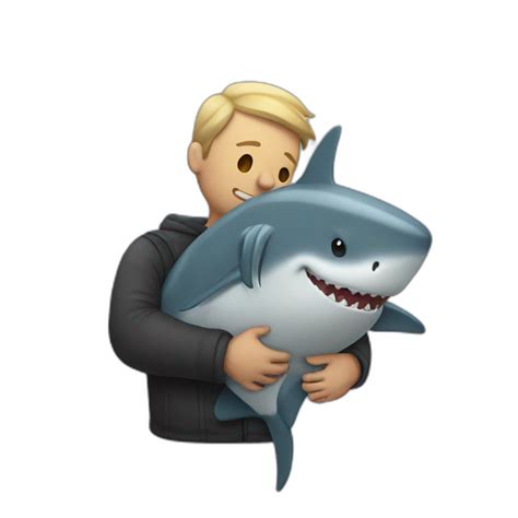 Man hugging a shark | AI Emoji Generator