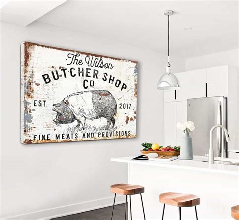 Butcher Shop Co Personalized Name & Date Kitchen Decor Sign - ToeFishArt