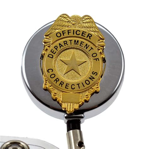 Corrections Officer Mini Badge Retractable ID Holder Reel | Badge Reel