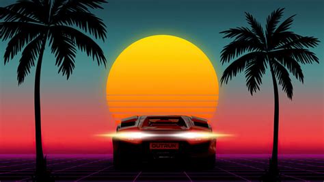 Car Outrun Synthwave Retrowave 4K #6310j Wallpaper iPhone Phone