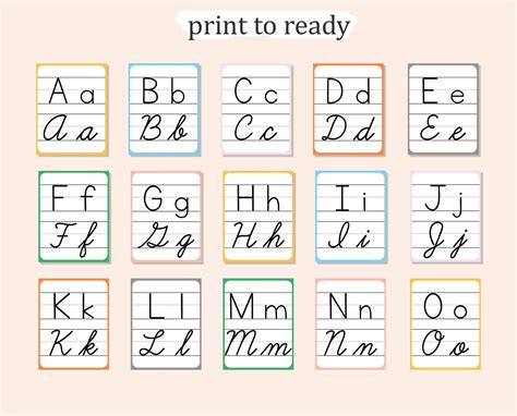 Printable CURSIVE ALPHABET CARDS, Cursive Alphabet Classroom Poster for Wall, Cursive ...
