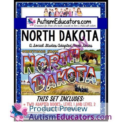 NORTH DAKOTA State Symbols ADAPTED BOOK for Special Education and Autism