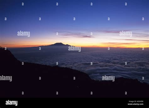 Sunrise over Kilimanjaro. View from Rhino Point 3800m on Mt. Meru ...